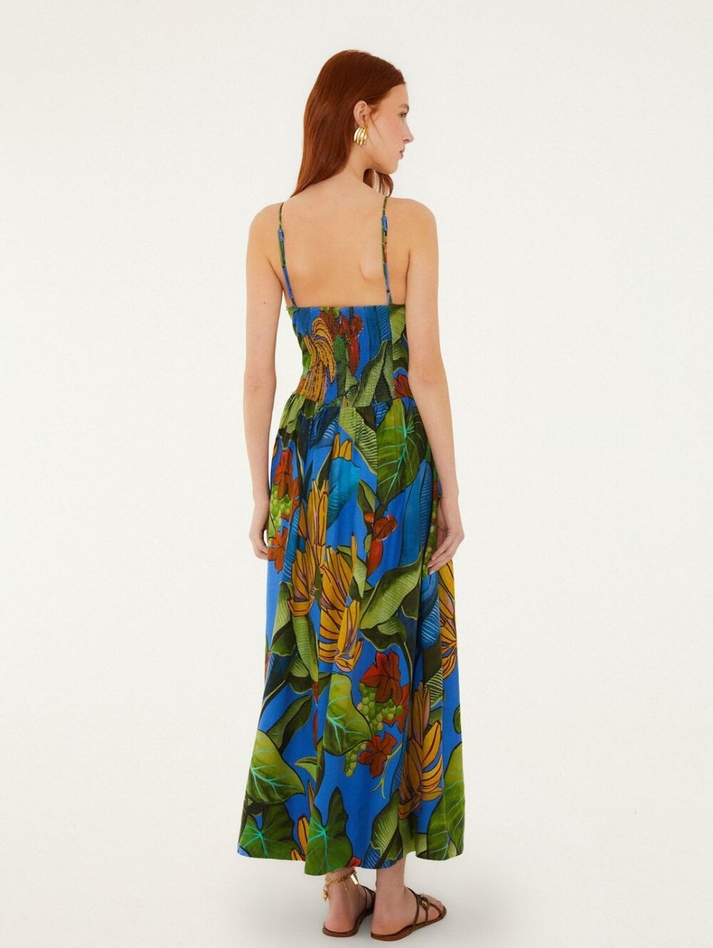 NWT FARM Rio Blue Banana Grapes 3D Bodice Sleeveless Maxi Dress Size Large - Picture 4 of 13